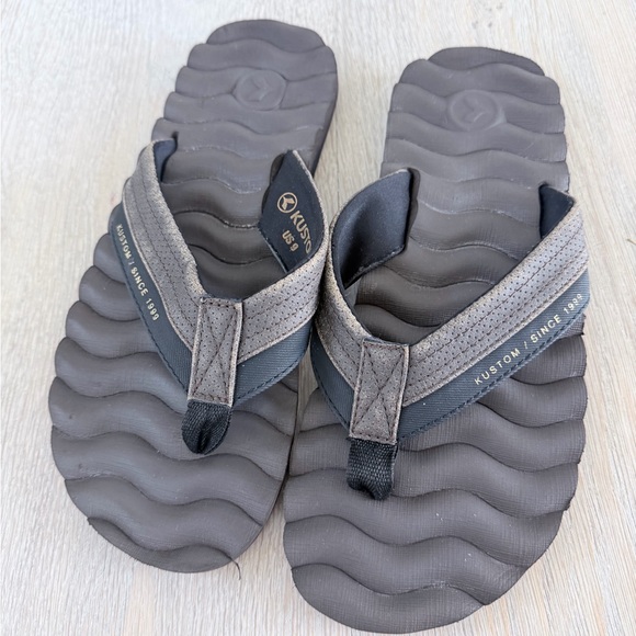 Kustom Brown Sandals Flip Flops Hummer III Thongs size 9 - Picture 5 of 5